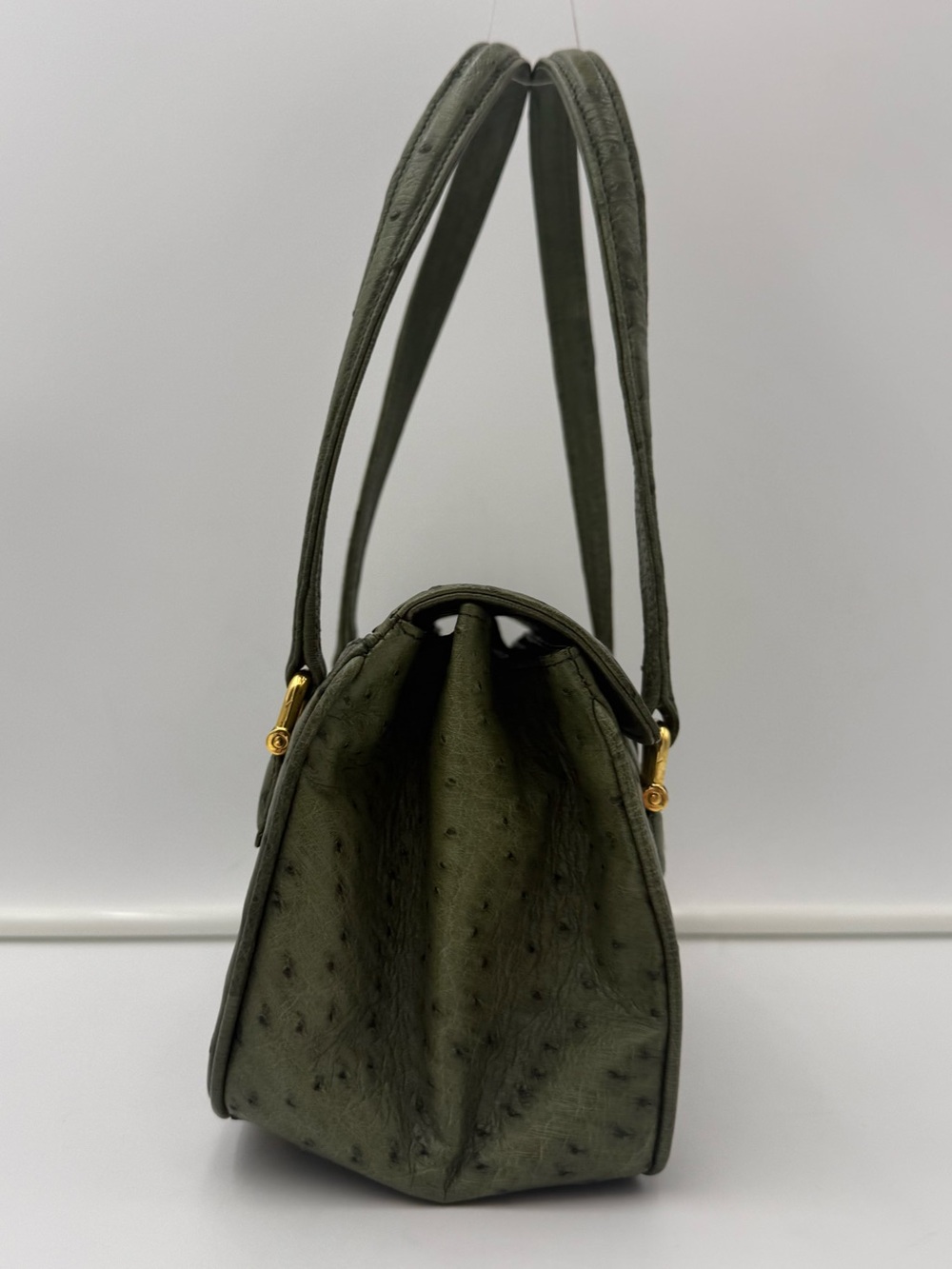 🇮🇹SANTAMARIA MILANO • Green Exotic Genuine OSTRICH 23 Bag • Made in ITALY - Picture 5 of 16